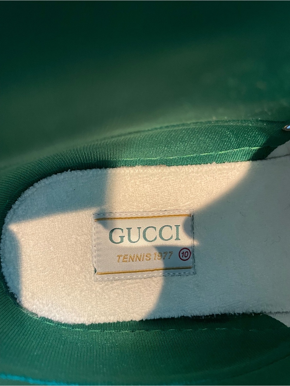Gucci Cream High-Top Sneakers with Green & Red Web Stripe - Picture 5 of 5
